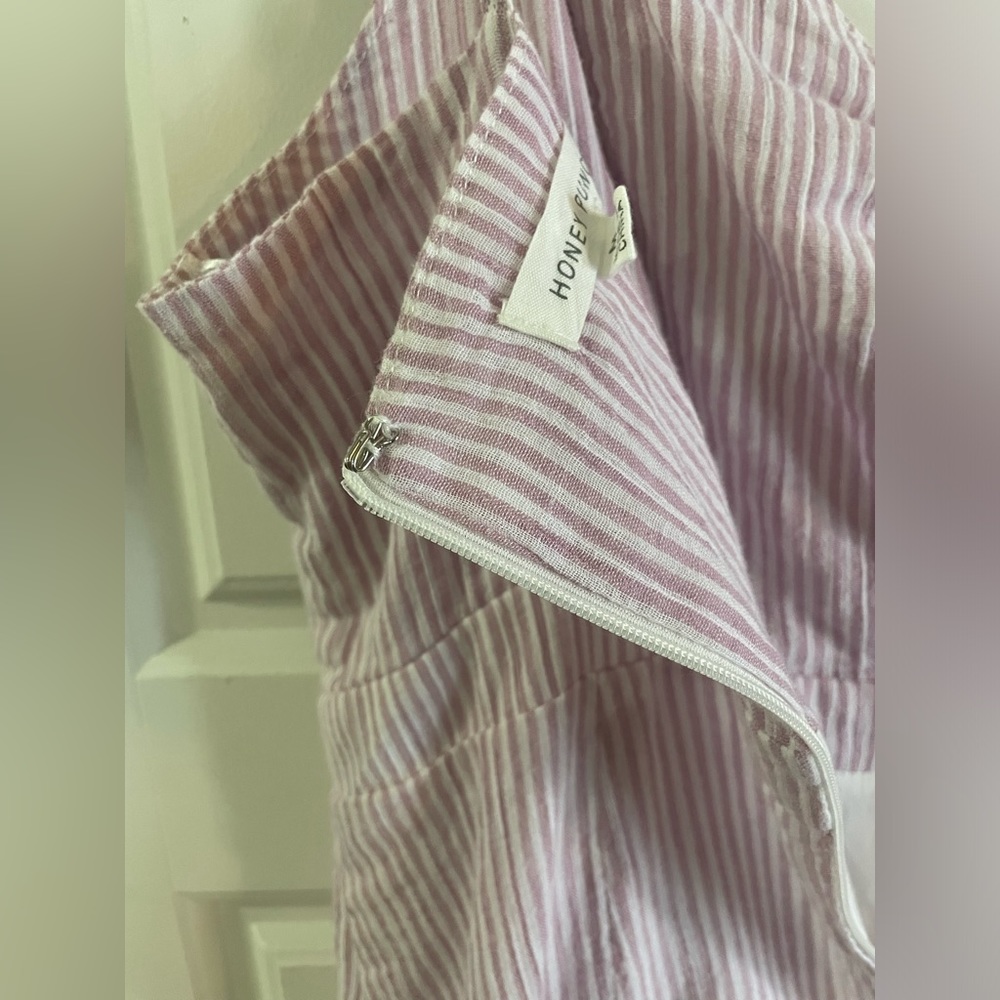 Honey Punch MiniDress Stripes Pink White Sleeveless Scoop Neckline Size M - Picture 8 of 14